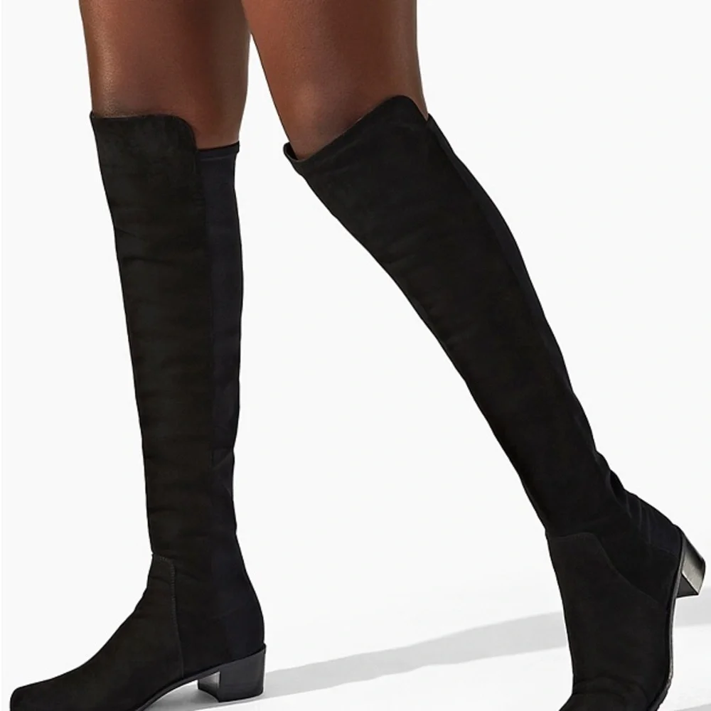Stuart Weitzman Women's Black Stretch Suede Over-The-Knee‎ Boots SG180 Size 8B